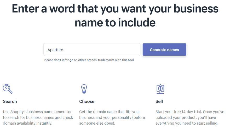 1 Shopify Business Name Generator
